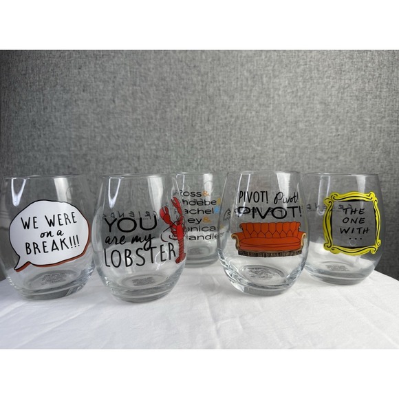 Other - Set‎ of 5 Friends TV Show Stemless Wine Glasses